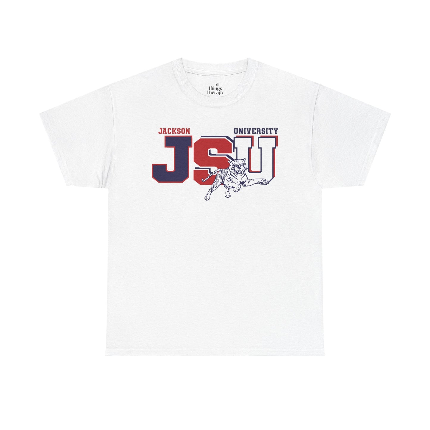 Unisex Heavy Cotton Tee, Jackson University Spirit Shirt, College Apparel, Graduation Gift, Casual Wear, School Pride Tee