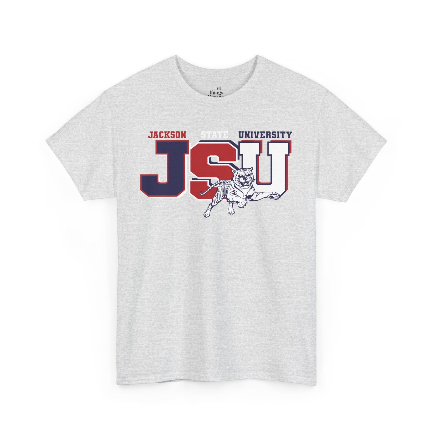 Unisex Heavy Cotton Tee, Jackson University Spirit Shirt, College Apparel, Graduation Gift, Casual Wear, School Pride Tee