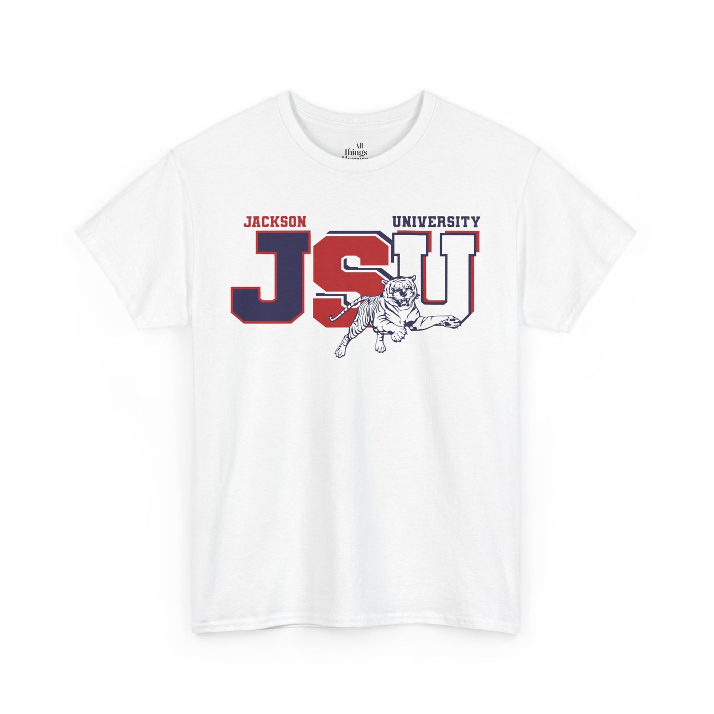 Unisex Heavy Cotton Tee, Jackson University Spirit Shirt, College Apparel, Graduation Gift, Casual Wear, School Pride Tee