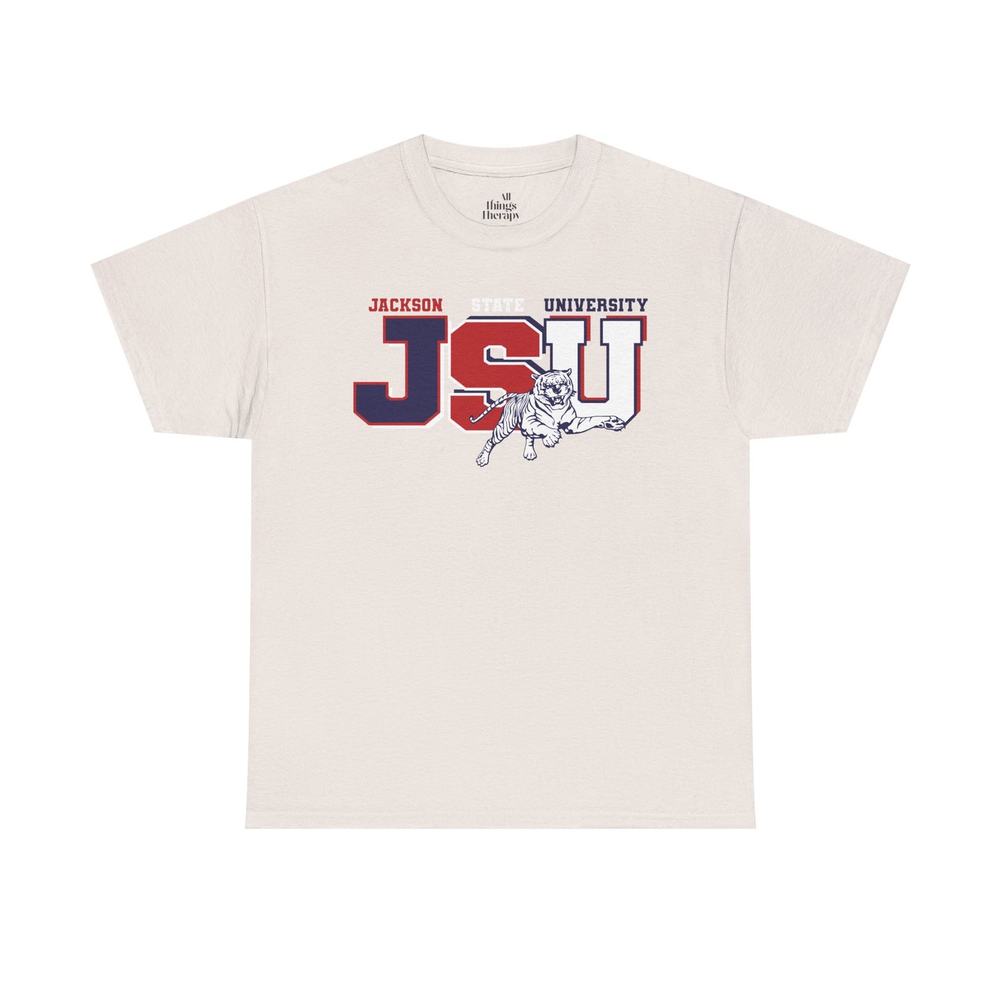 Unisex Heavy Cotton Tee, Jackson University Spirit Shirt, College Apparel, Graduation Gift, Casual Wear, School Pride Tee