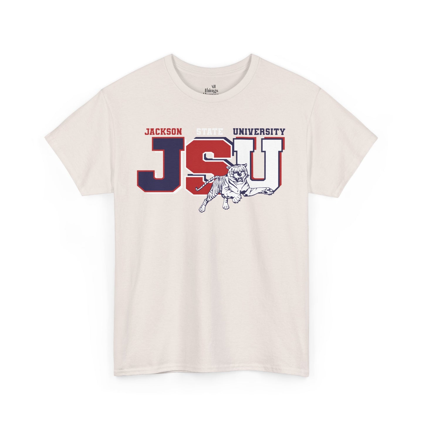 Unisex Heavy Cotton Tee, Jackson University Spirit Shirt, College Apparel, Graduation Gift, Casual Wear, School Pride Tee