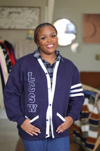 Blue and White LCSW Cardigan