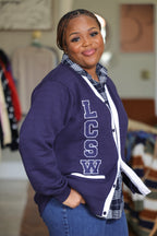 Blue and White LCSW Cardigan