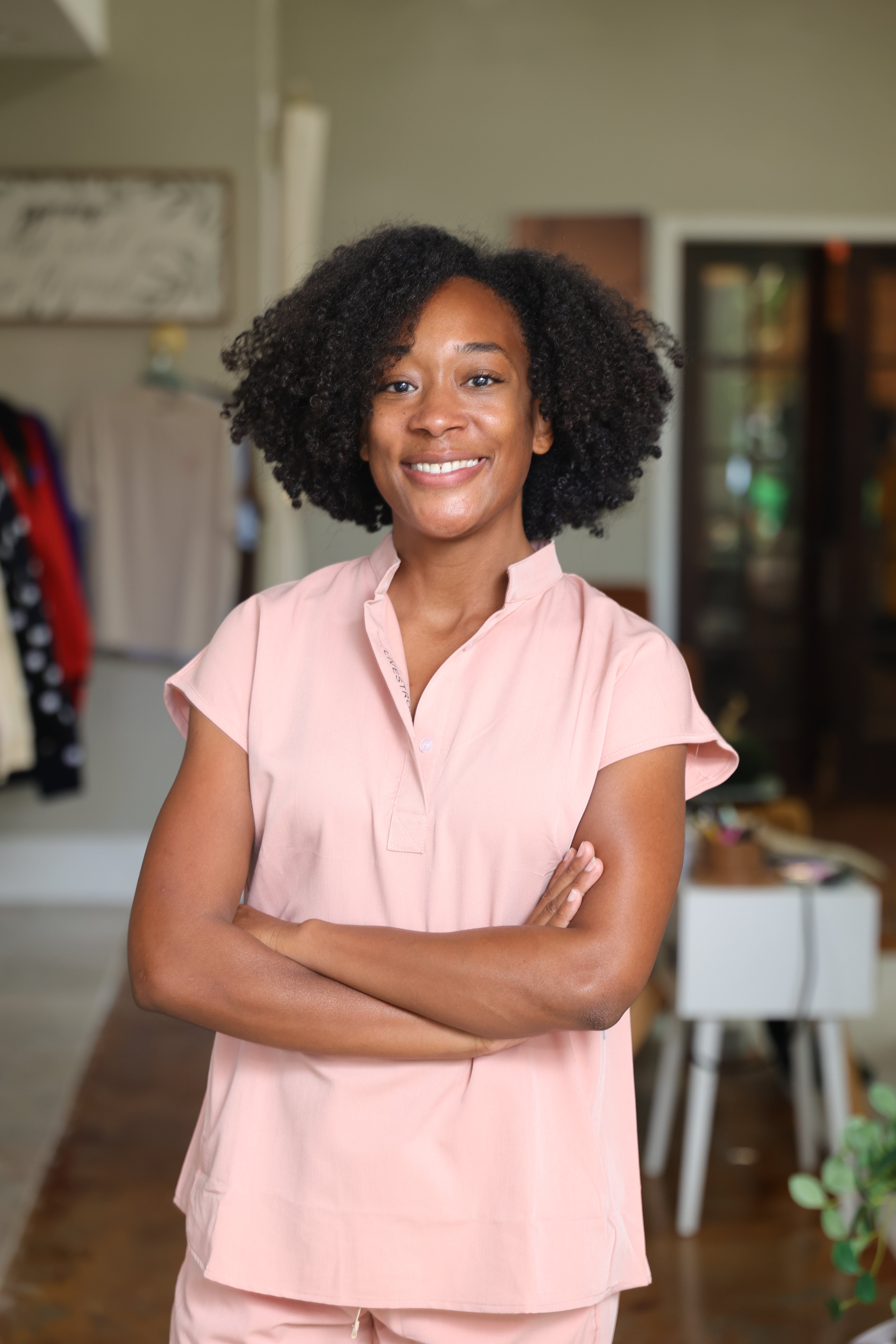 All Things Therapy Livestrong Scrub Top (Peachy Pink)