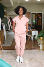 All Things Therapy Livestrong Scrub Top (Peachy Pink)