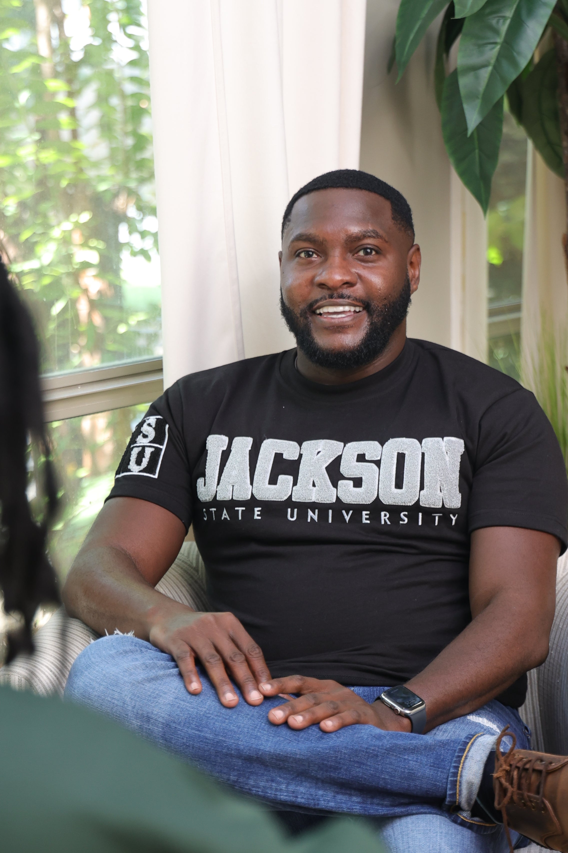 Jackson State University Black and Grey Chenille Tshirt PRE ORDER SHIPS BY NOVEMBER 15
