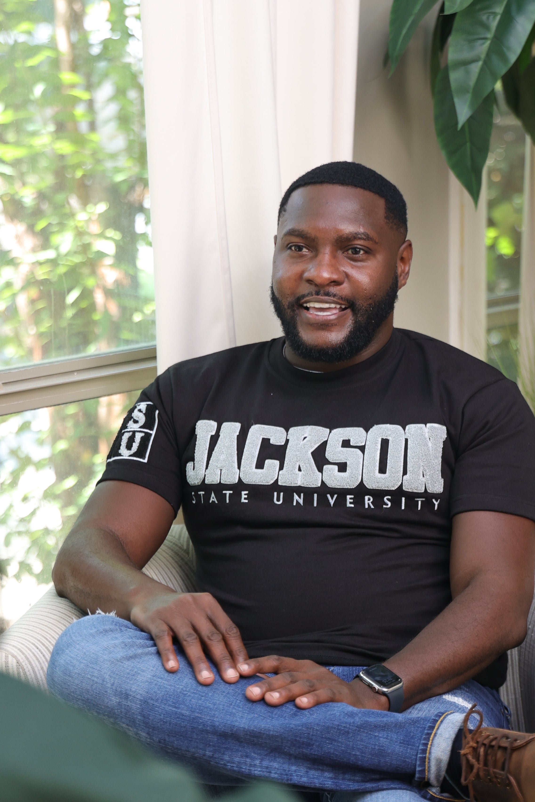 Jackson State University Black and Grey Chenille Tshirt PRE ORDER SHIPS BY NOVEMBER 15