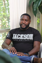 Jackson State University Black and Grey Chenille Tshirt PRE ORDER SHIPS BY NOVEMBER 15