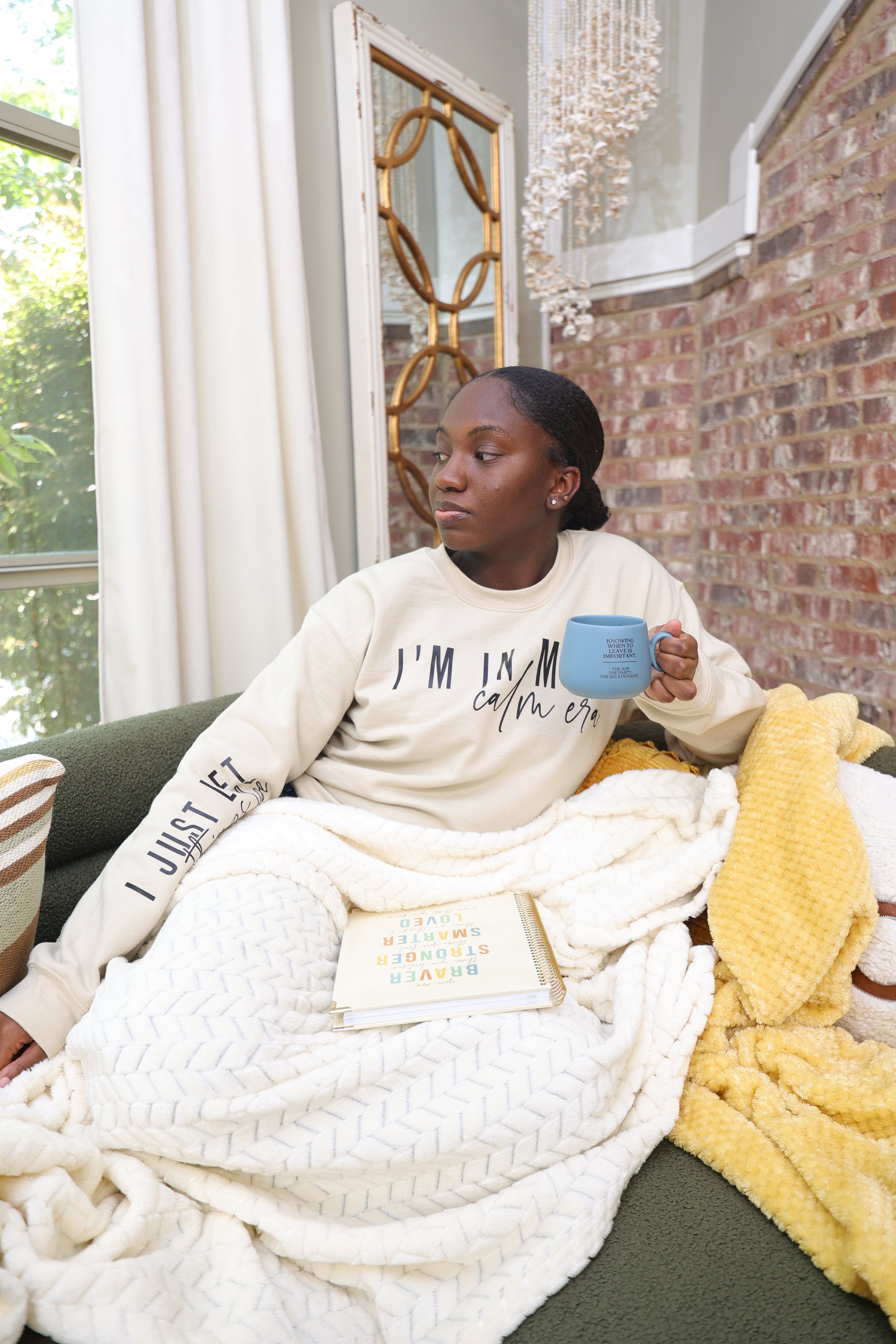 Sleeve Print Sweatshirt in my Calm Era Let things be