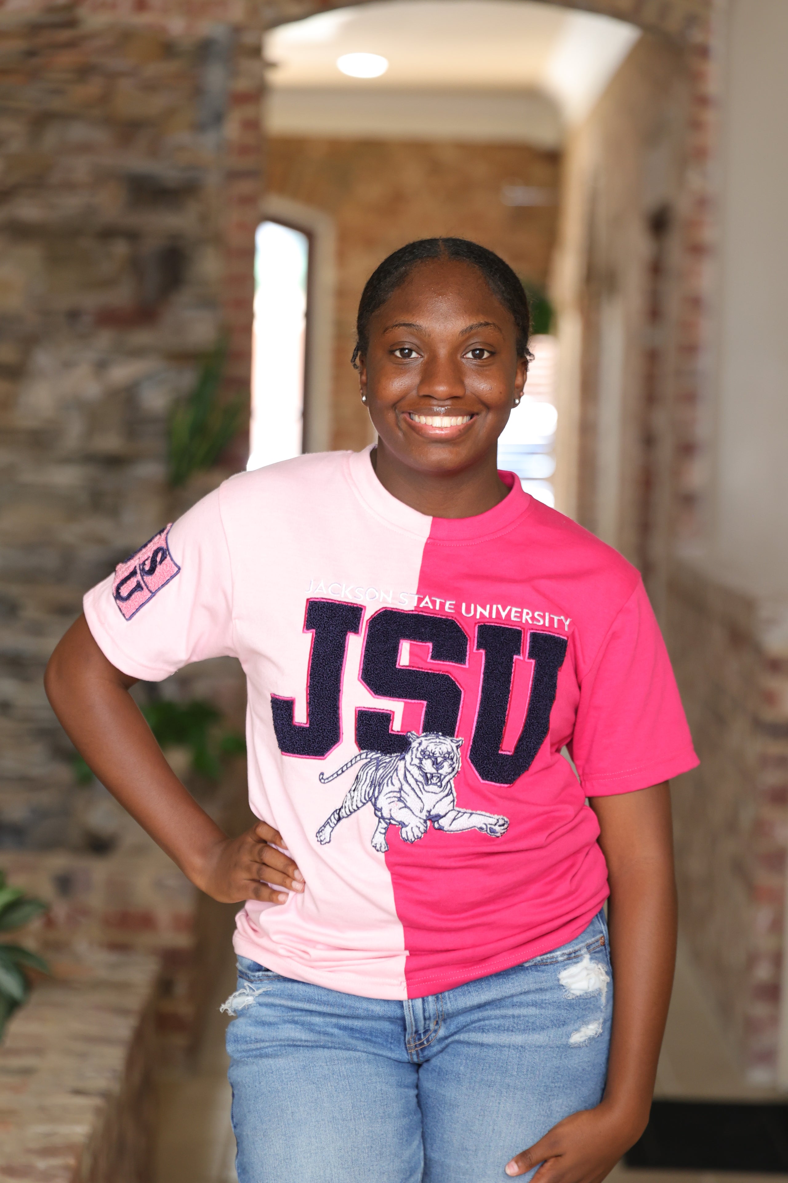 JSU Split Pink T-Shirt PRE ORDER.. EXPECTED SHIP DATE 30 DAYS AFTER PURCHASE!