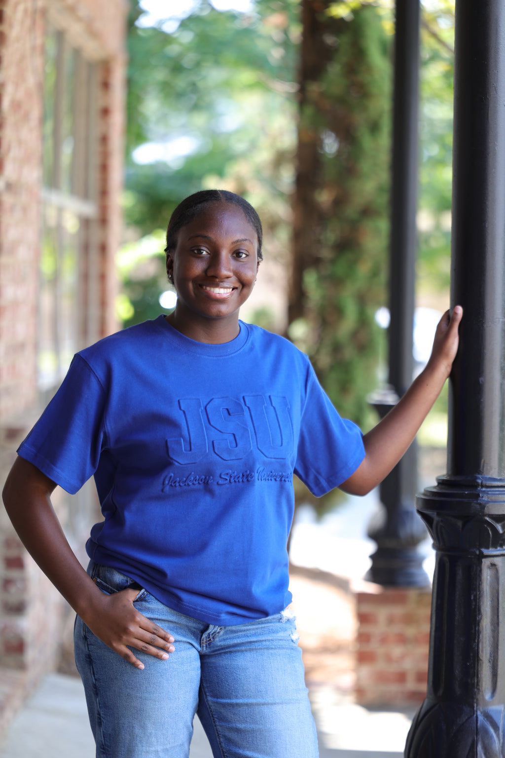 Jackson State University Embossed Tshirt (UNISEX) PRE ORDER. EXPECTED SHIP DATE 30 DAYS AFTER PURCHASE!