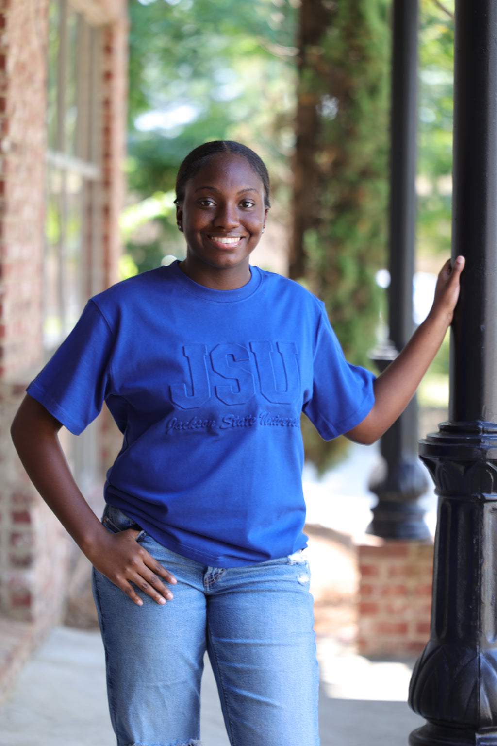 Jackson State University Embossed Tshirt (UNISEX) PRE ORDER. EXPECTED SHIP DATE 30 DAYS AFTER PURCHASE!