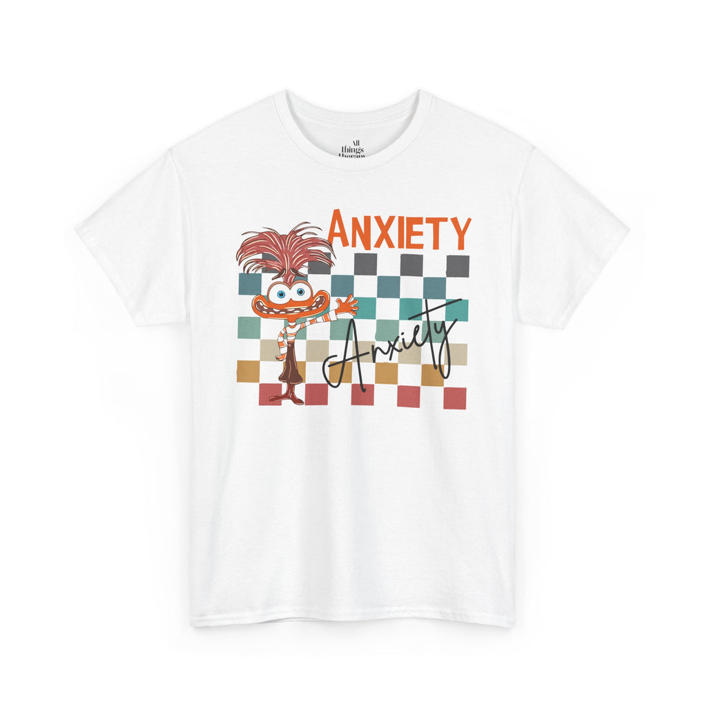 Anxiety Family Graphic Tee — Cute Checkerboard Monster Mental Health Shirt