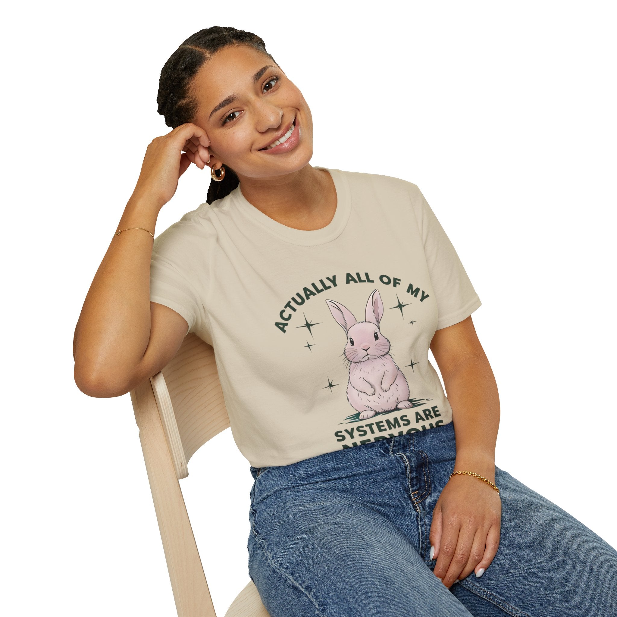 Bunny Graphic Tee - 'Actually All of My Systems Are Nervous' Unisex T-Shirt