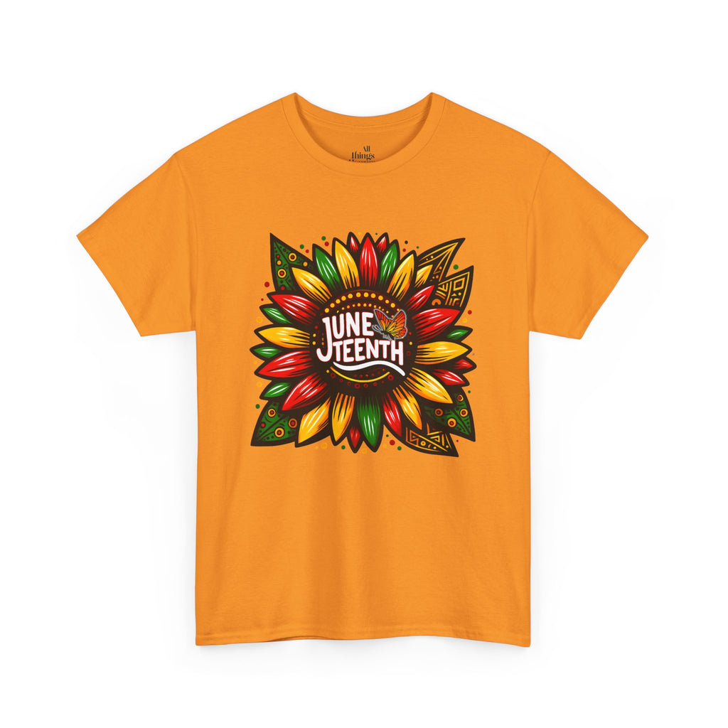 Juneteenth Floral Unisex Heavy Cotton Tee, Celebrate Freedom, Black History Month, Gift for Activists, Summer T-Shirt, Equality Apparel