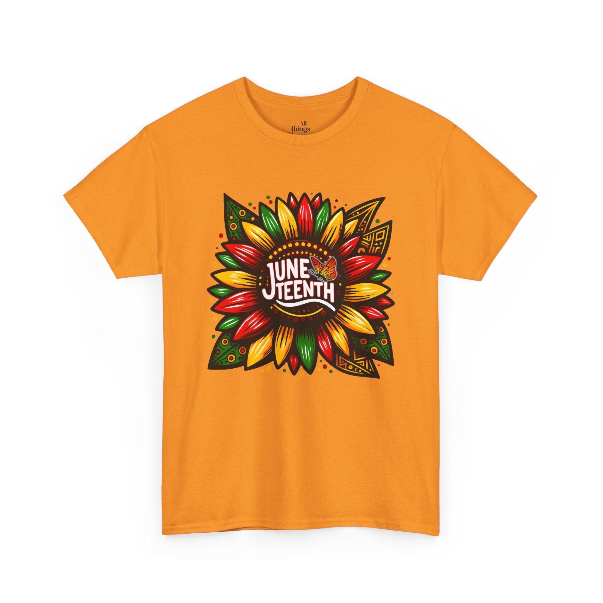 Juneteenth Floral Unisex Heavy Cotton Tee, Celebrate Freedom, Black History Month, Gift for Activists, Summer T-Shirt, Equality Apparel