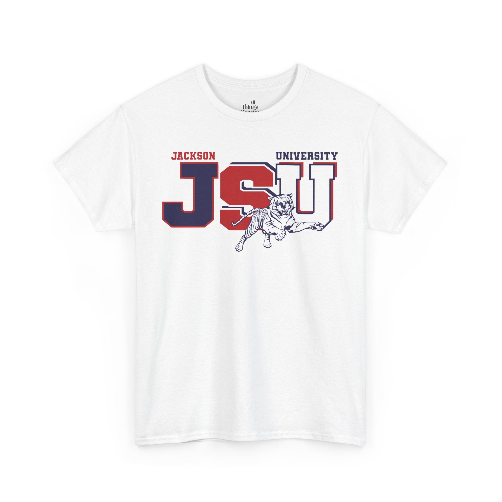 Unisex Heavy Cotton Tee, Jackson University Spirit Shirt, College Apparel, Graduation Gift, Casual Wear, School Pride Tee