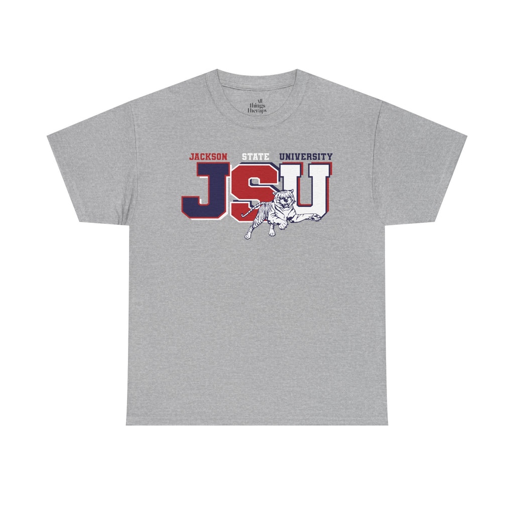 Unisex Heavy Cotton Tee, Jackson University Spirit Shirt, College Apparel, Graduation Gift, Casual Wear, School Pride Tee