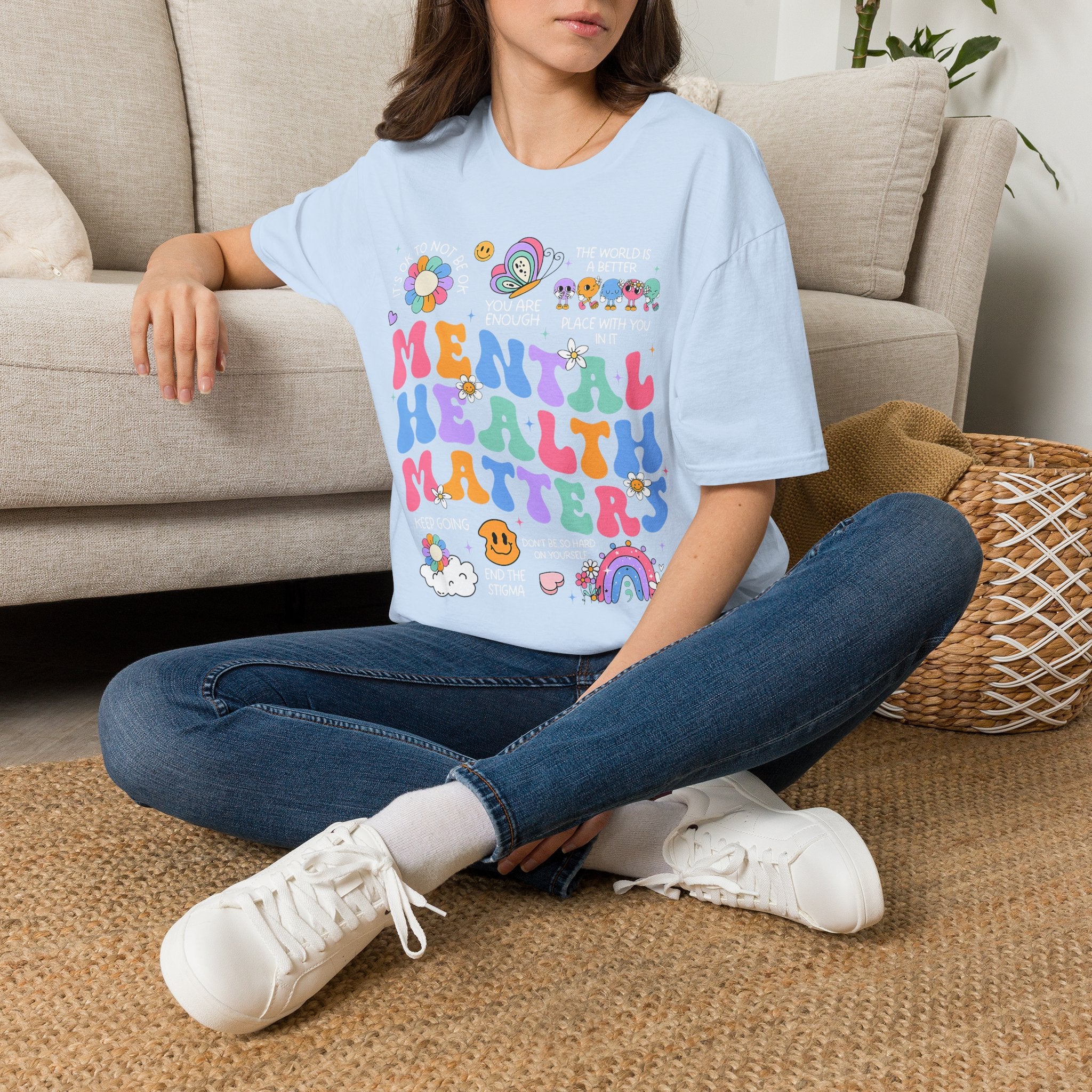 Mental Health Matters T-Shirt — Retro Rainbow Positivity Tee