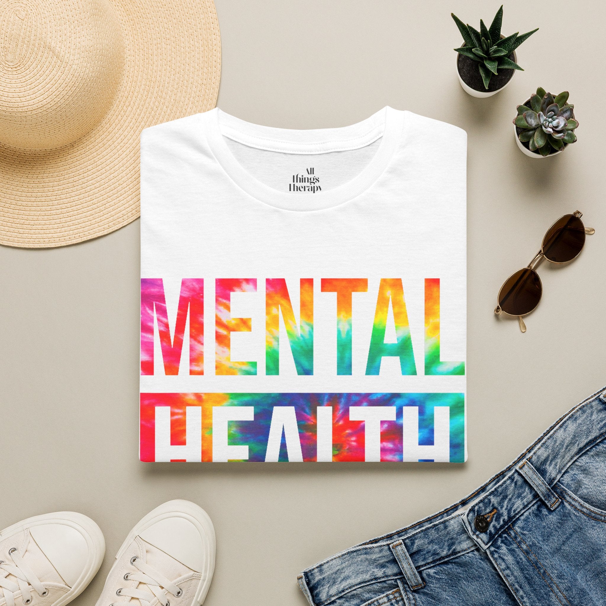 Mental Health Matters T-Shirt — Rainbow Tie-Dye Awareness Tee