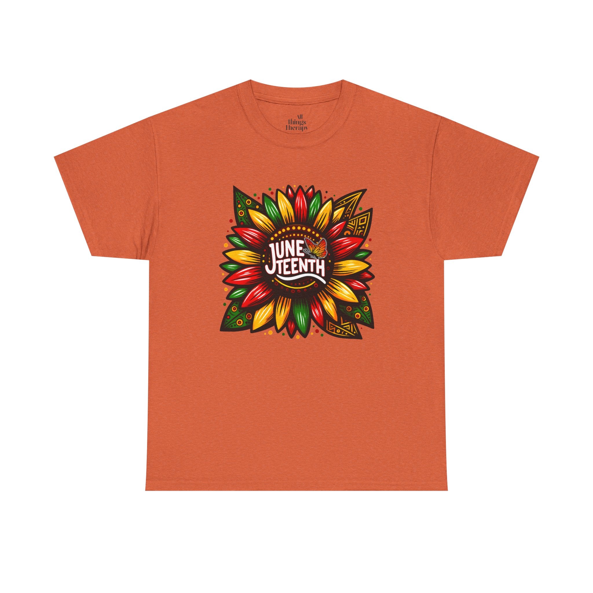 Juneteenth Floral Unisex Heavy Cotton Tee, Celebrate Freedom, Black History Month, Gift for Activists, Summer T-Shirt, Equality Apparel