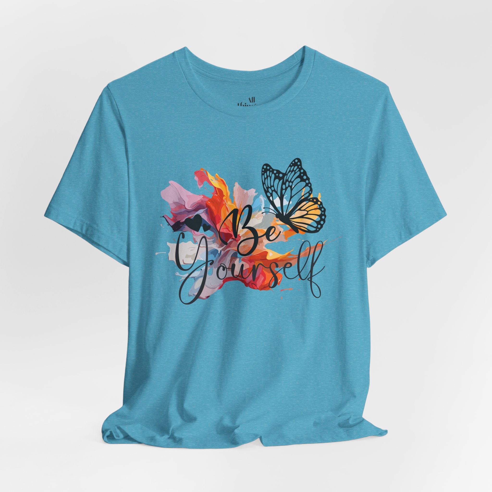 Be Yourself Butterfly T-Shirt — Inspirational Floral Watercolor Tee