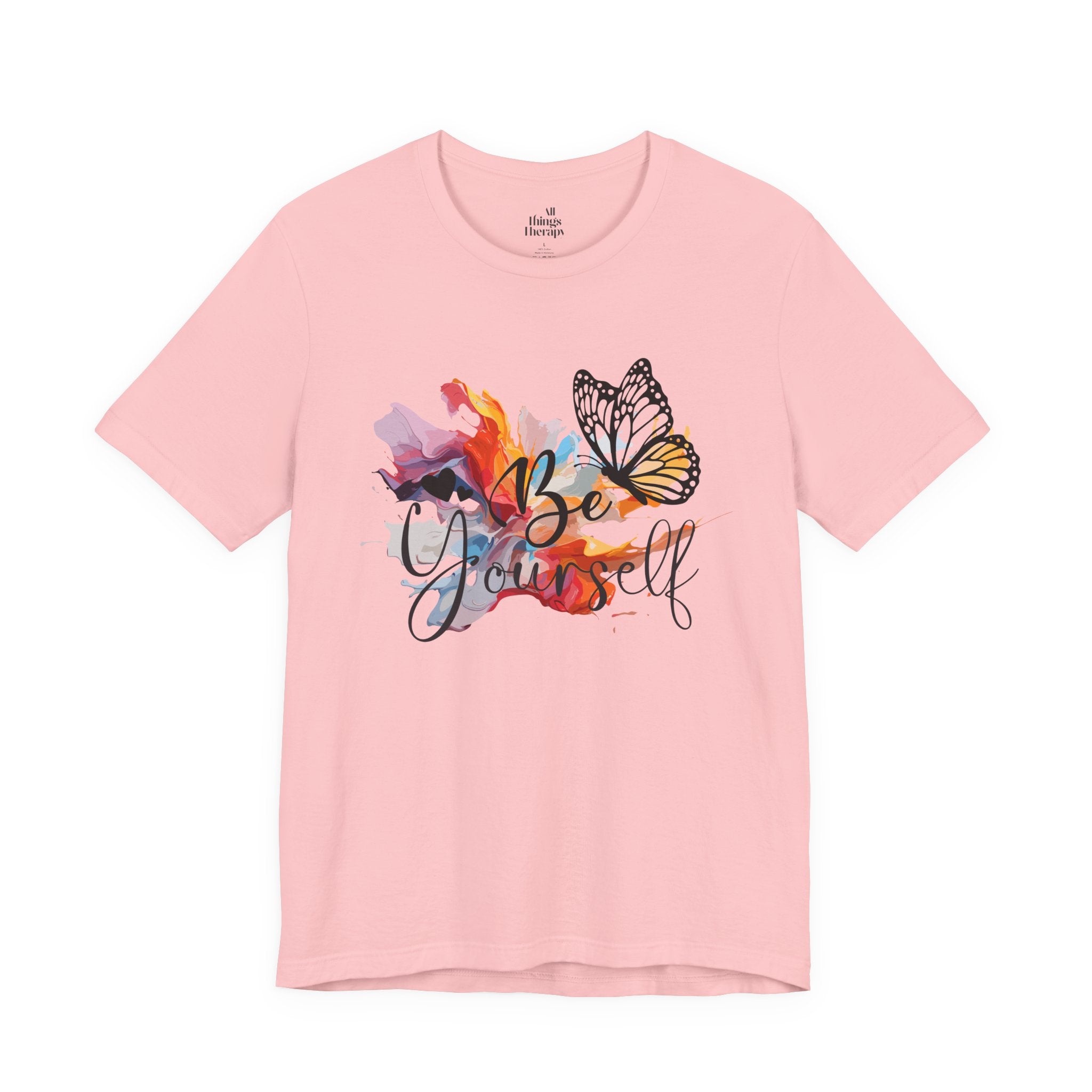 Be Yourself Butterfly T-Shirt — Inspirational Floral Watercolor Tee