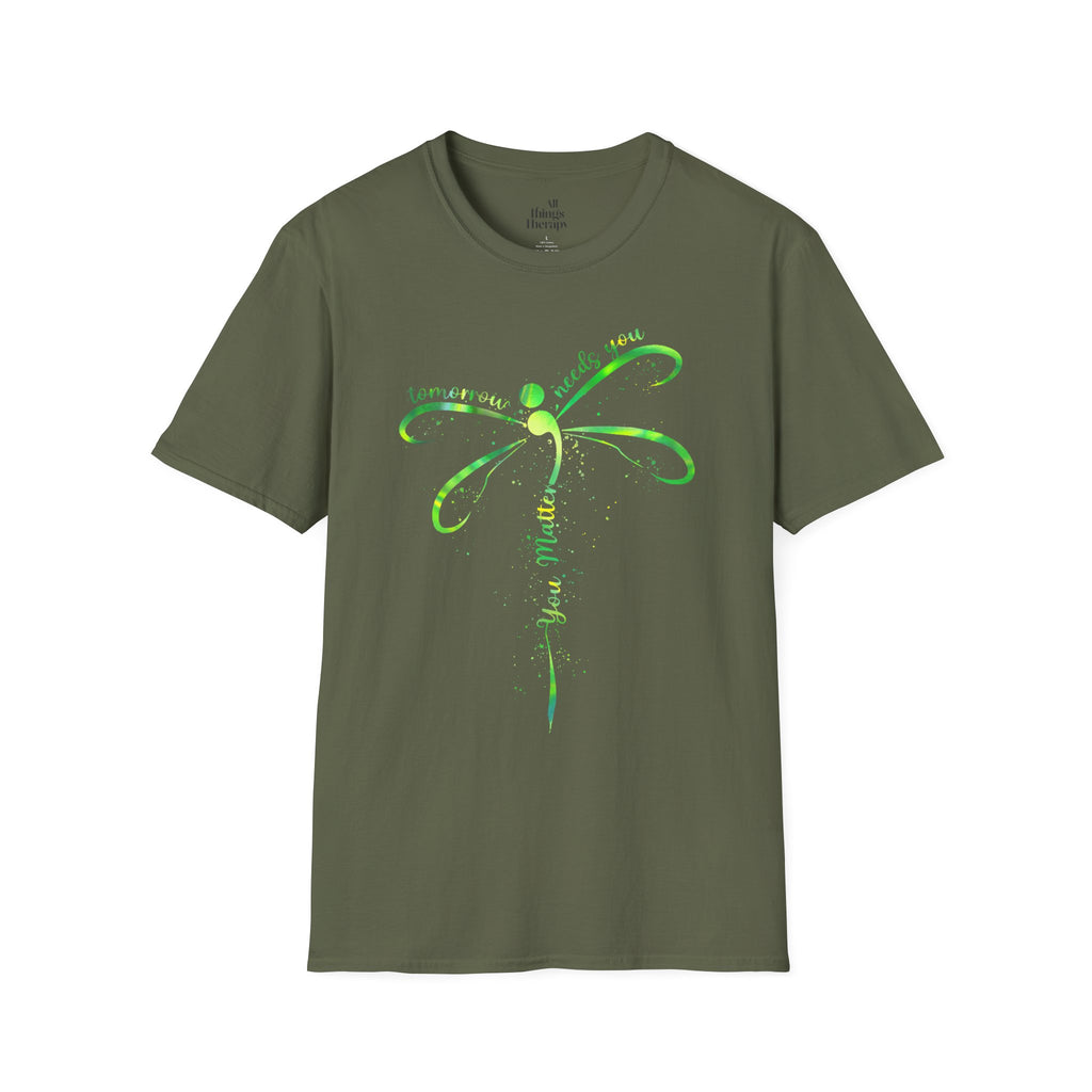 Dragonfly Graphic T-Shirt — "Tomorrow Needs You" Inspirational Tee