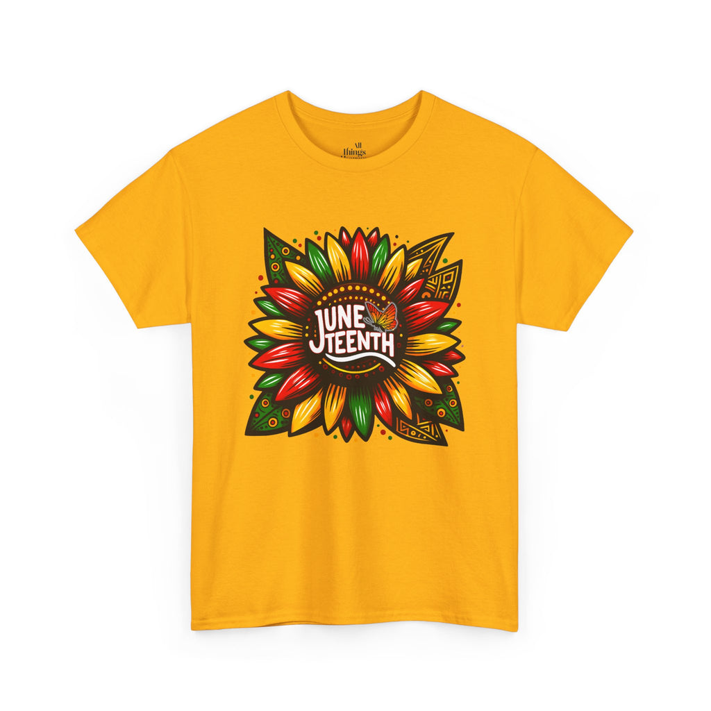 Juneteenth Floral Unisex Heavy Cotton Tee, Celebrate Freedom, Black History Month, Gift for Activists, Summer T-Shirt, Equality Apparel