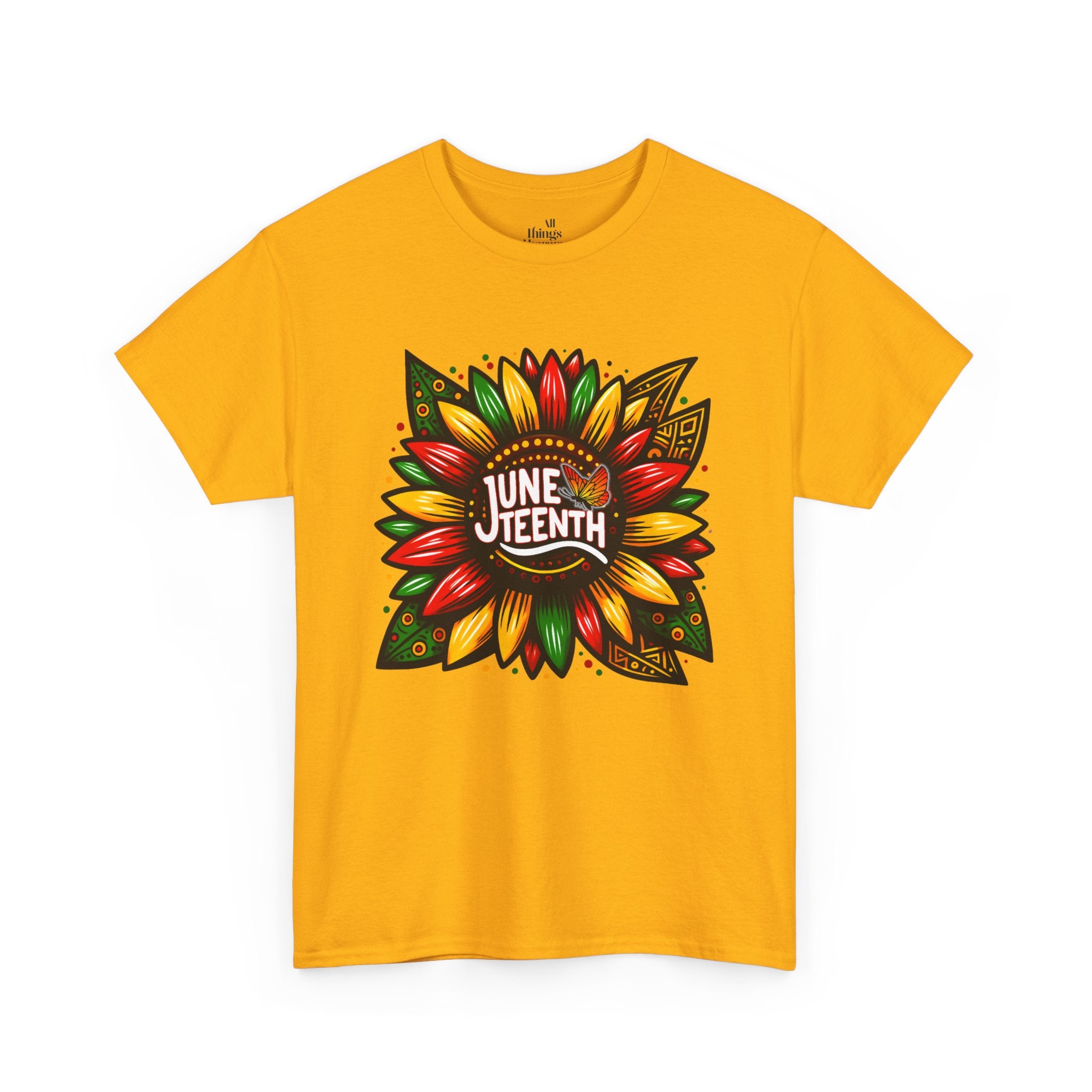 Juneteenth Floral Unisex Heavy Cotton Tee, Celebrate Freedom, Black History Month, Gift for Activists, Summer T-Shirt, Equality Apparel