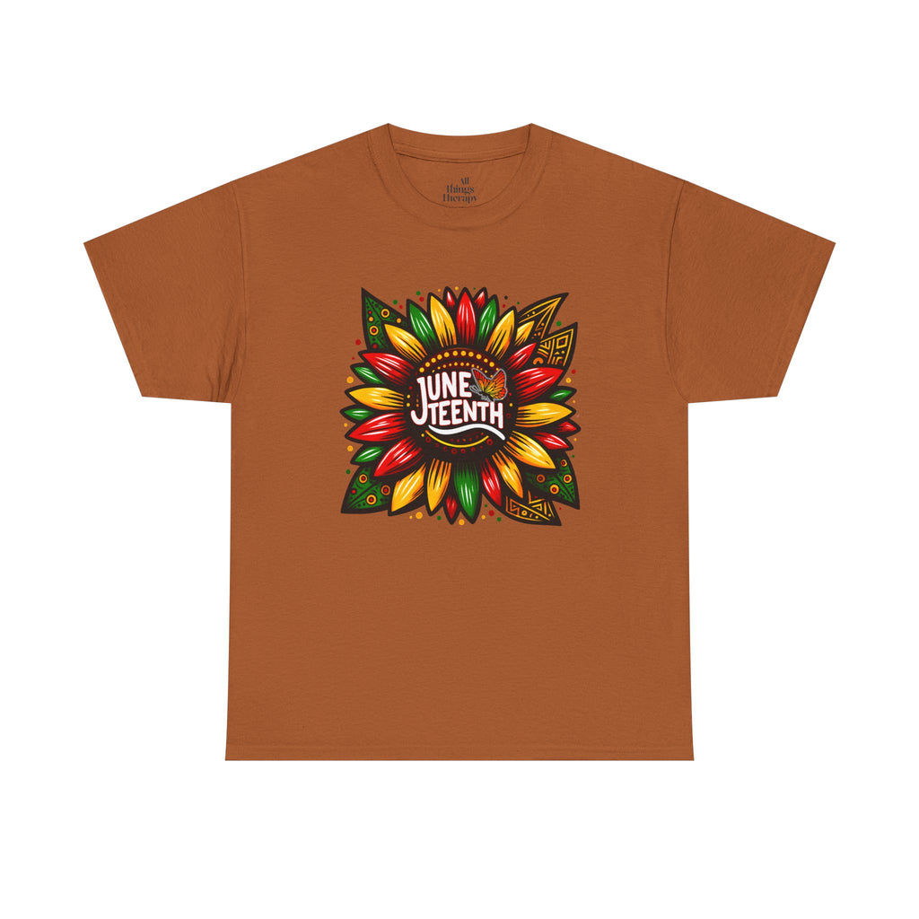 Juneteenth Floral Unisex Heavy Cotton Tee, Celebrate Freedom, Black History Month, Gift for Activists, Summer T-Shirt, Equality Apparel
