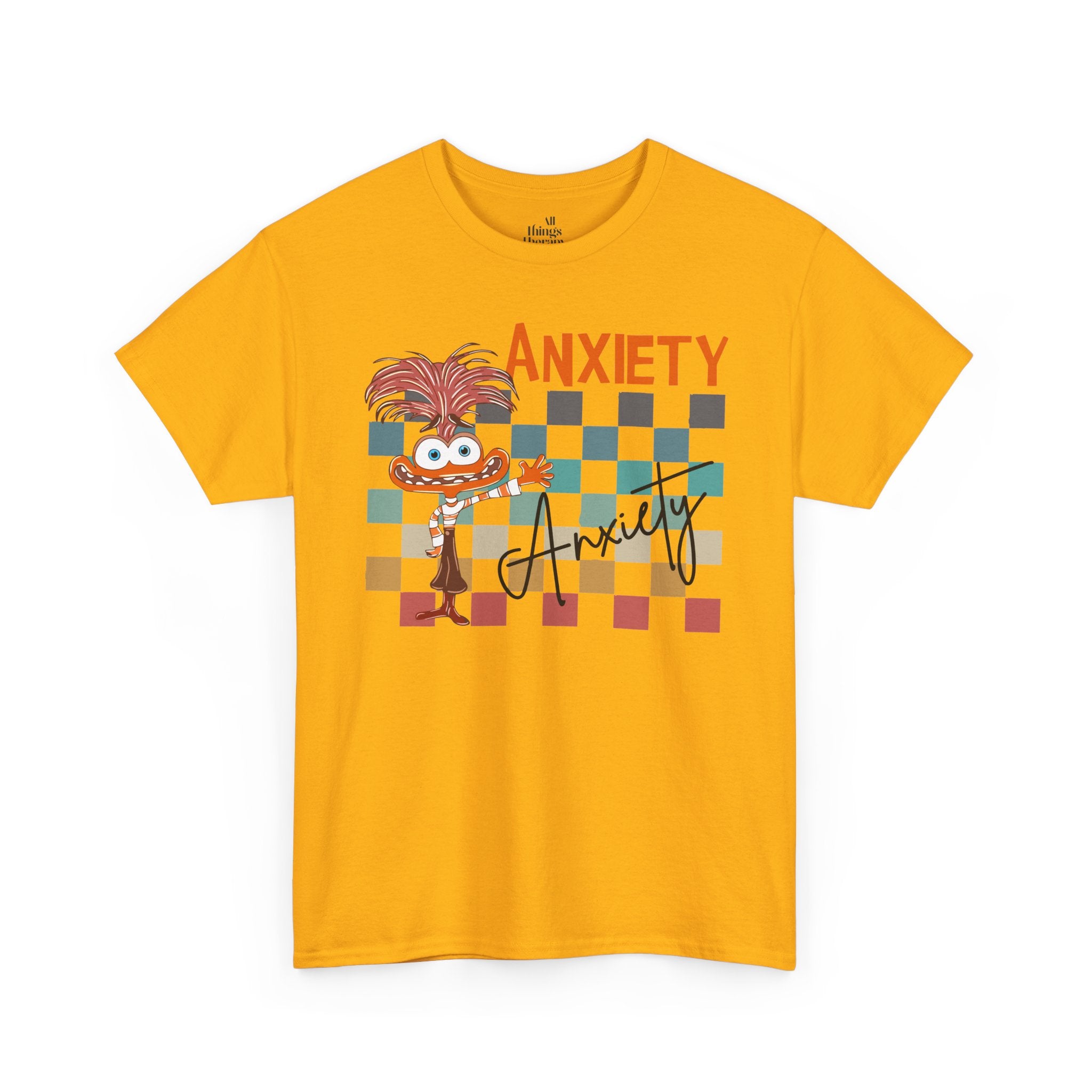 Anxiety Family Graphic Tee — Cute Checkerboard Monster Mental Health Shirt
