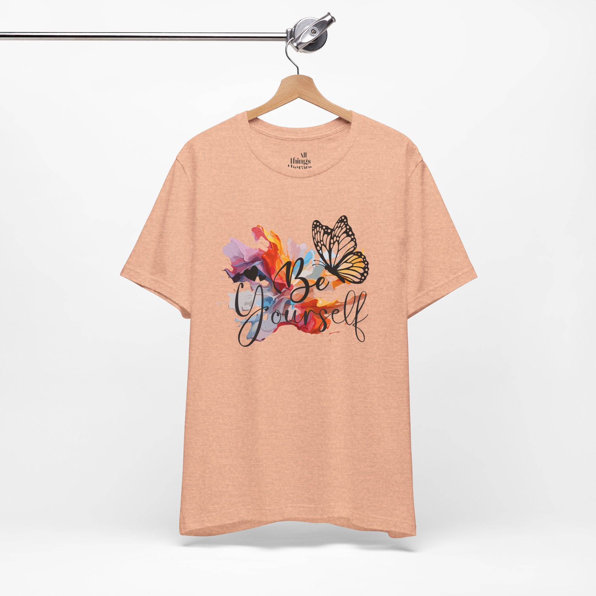 Be Yourself Butterfly T-Shirt — Inspirational Floral Watercolor Tee
