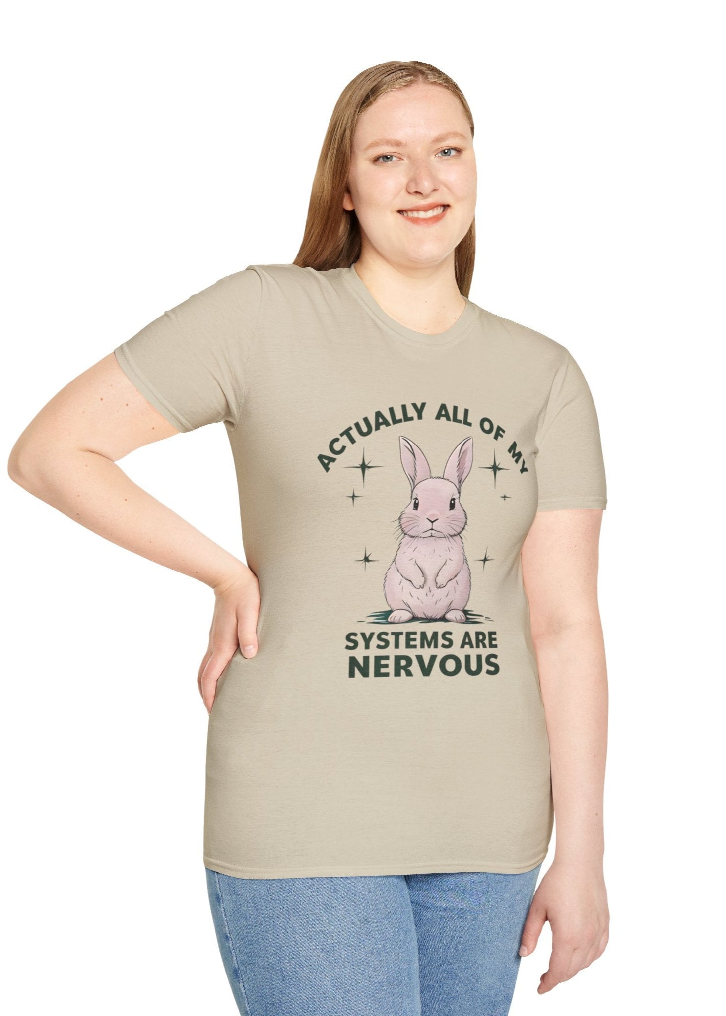 Bunny Graphic Tee - 'Actually All of My Systems Are Nervous' Unisex T-Shirt