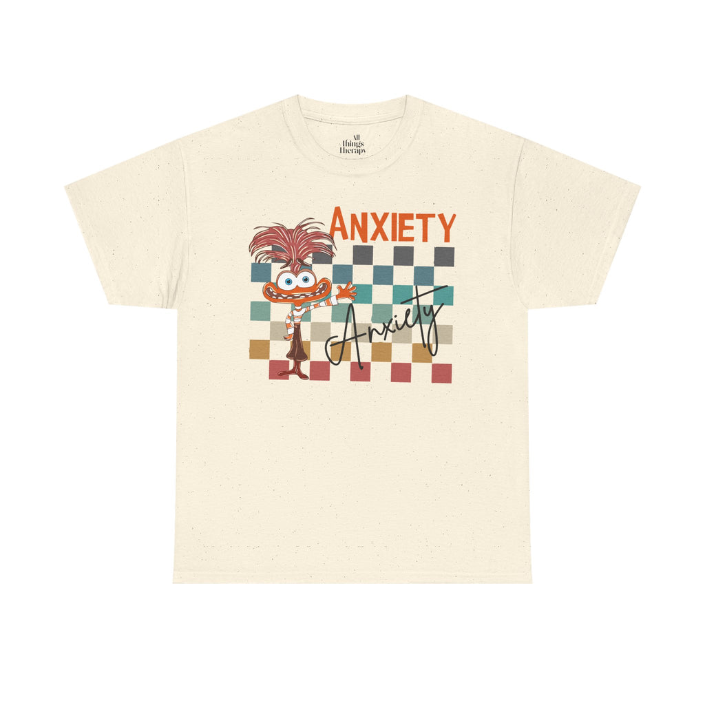Anxiety Family Graphic Tee — Cute Checkerboard Monster Mental Health Shirt