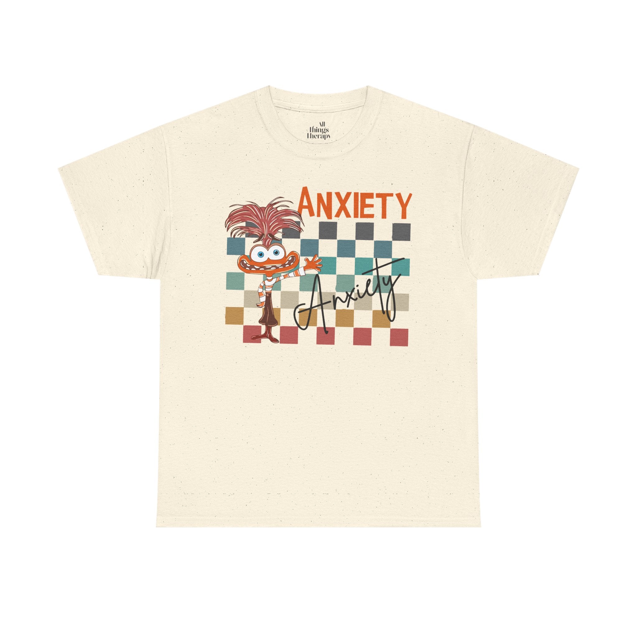 Anxiety Family Graphic Tee — Cute Checkerboard Monster Mental Health Shirt