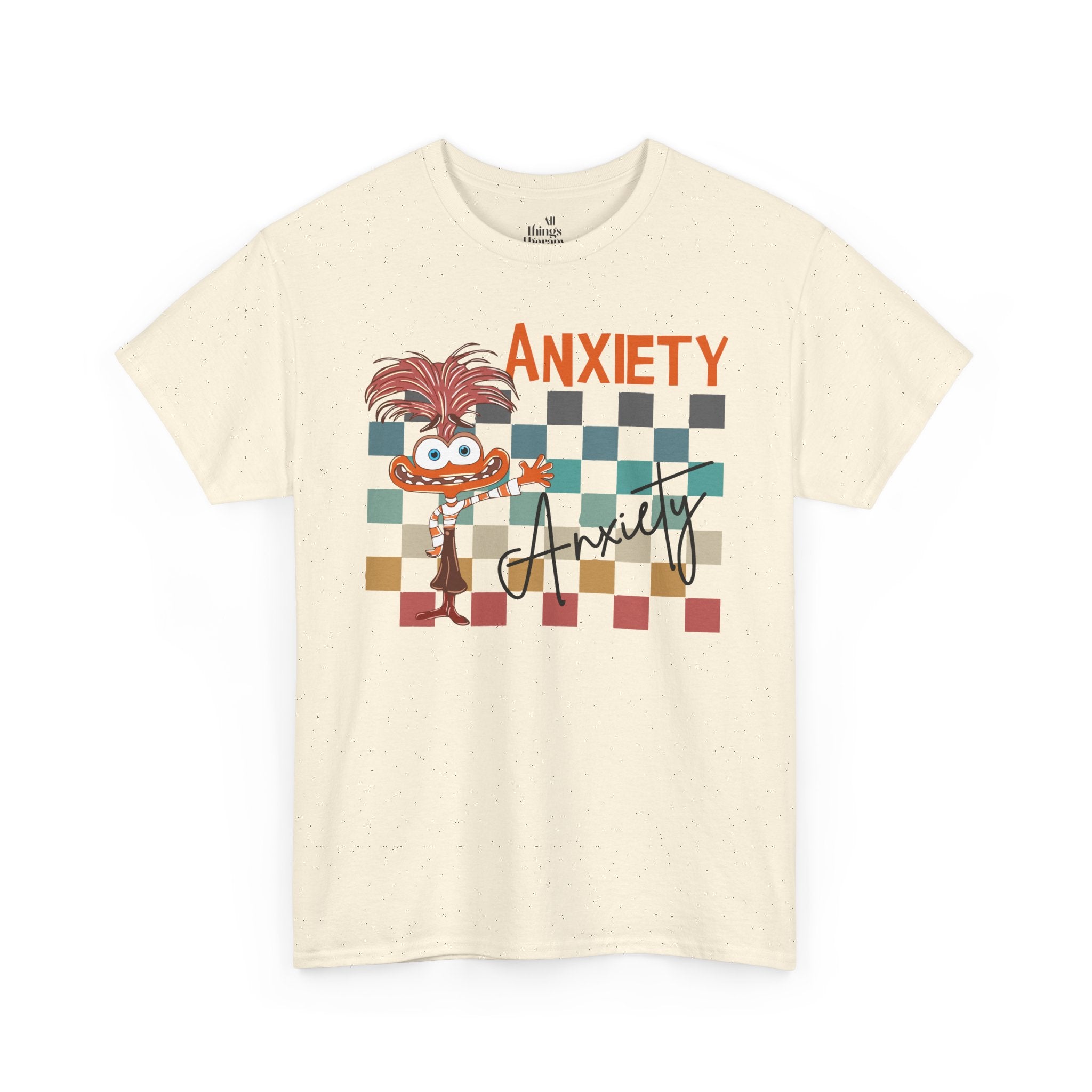 Anxiety Family Graphic Tee — Cute Checkerboard Monster Mental Health Shirt