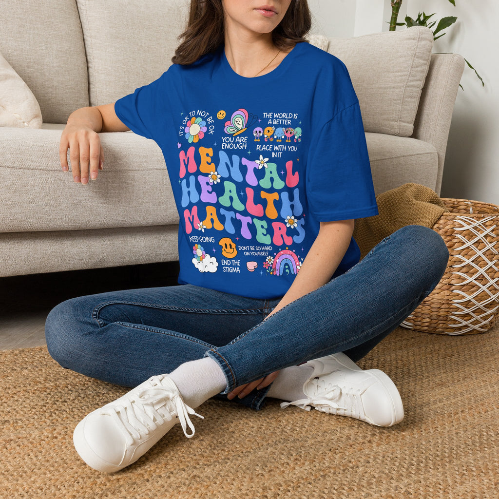 Mental Health Matters T-Shirt — Retro Rainbow Positivity Tee