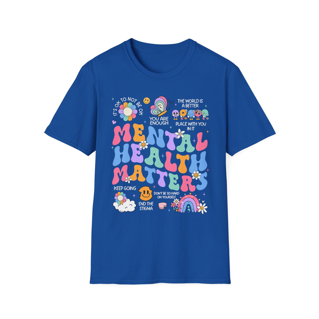 Mental Health Matters T-Shirt — Retro Rainbow Positivity Tee