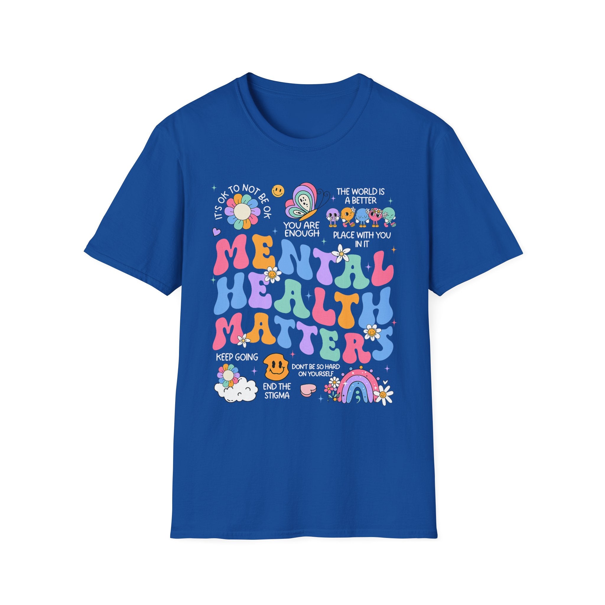 Mental Health Matters T-Shirt — Retro Rainbow Positivity Tee