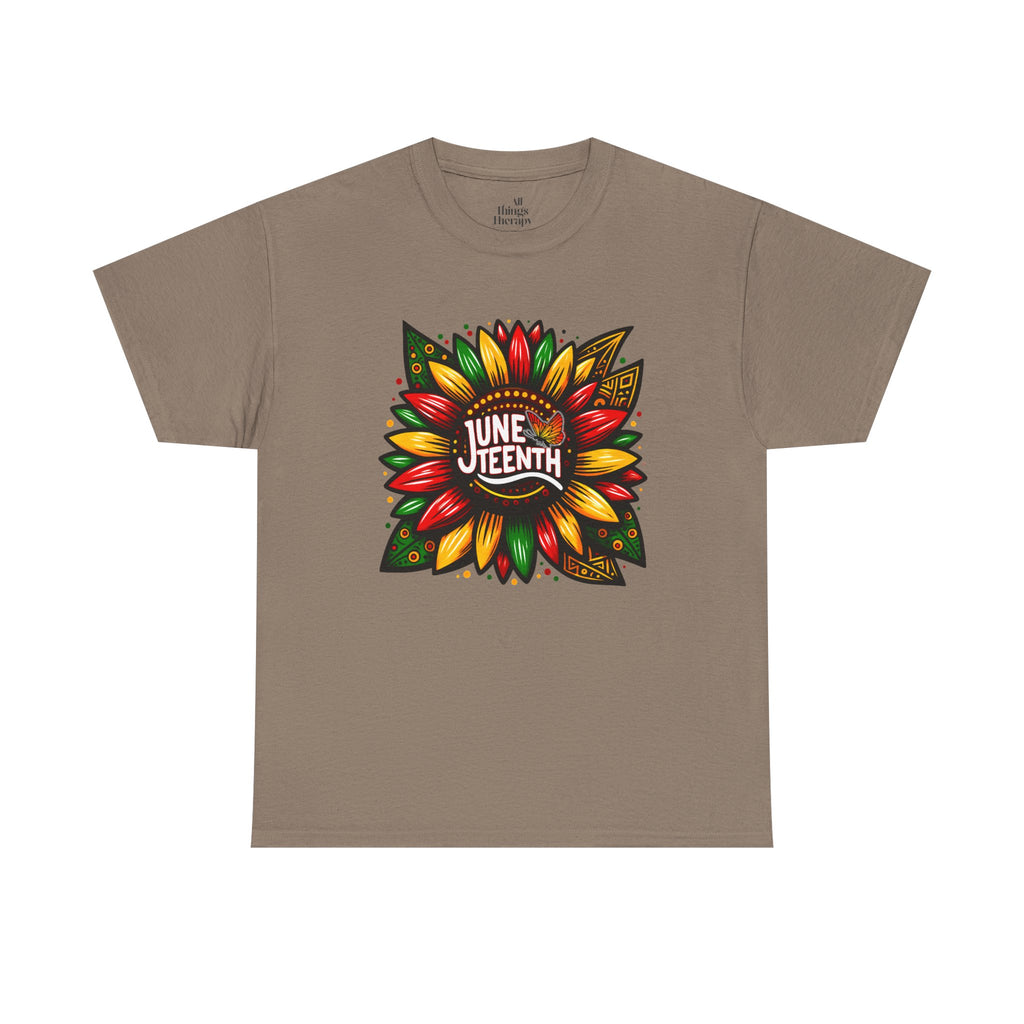 Juneteenth Floral Unisex Heavy Cotton Tee, Celebrate Freedom, Black History Month, Gift for Activists, Summer T-Shirt, Equality Apparel