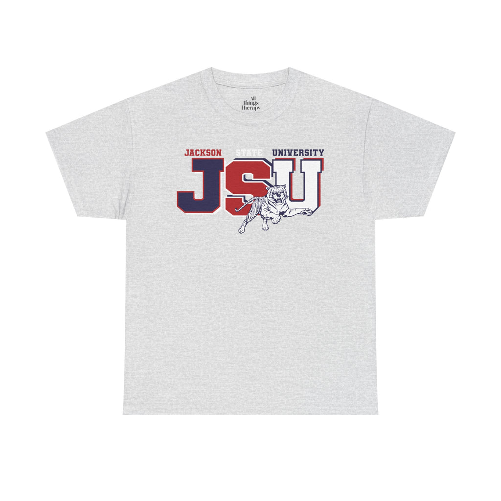 Unisex Heavy Cotton Tee, Jackson University Spirit Shirt, College Apparel, Graduation Gift, Casual Wear, School Pride Tee