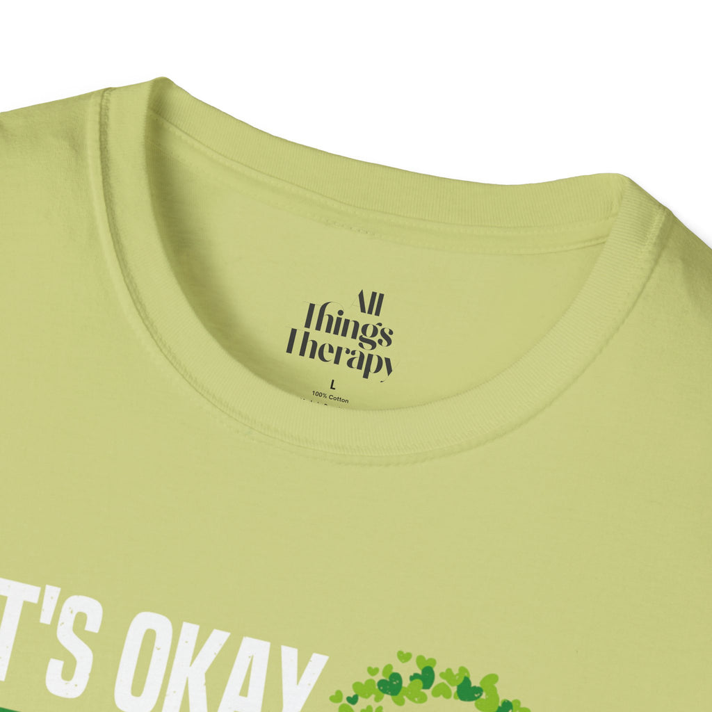 Mental Health Awareness Unisex Softstyle T-Shirt - Supportive Green Ribbon Design