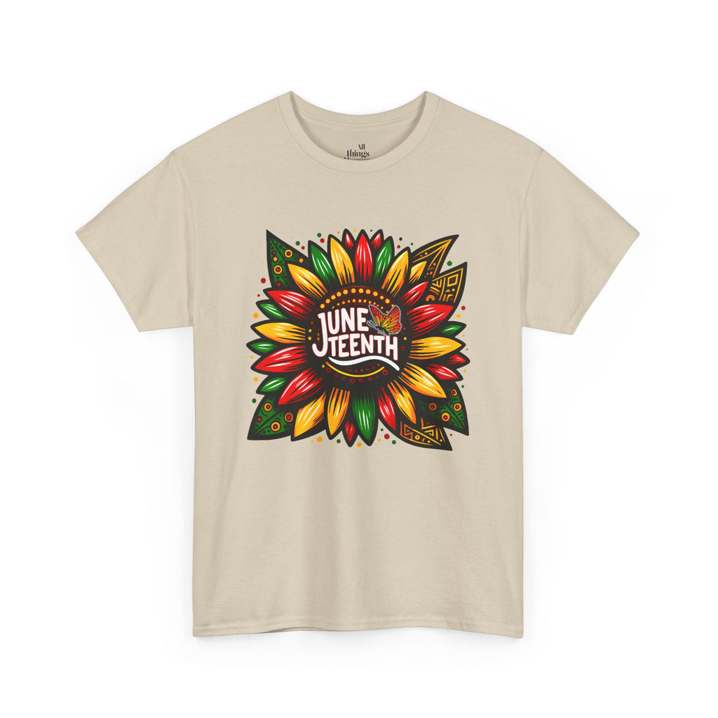 Juneteenth Floral Unisex Heavy Cotton Tee, Celebrate Freedom, Black History Month, Gift for Activists, Summer T-Shirt, Equality Apparel