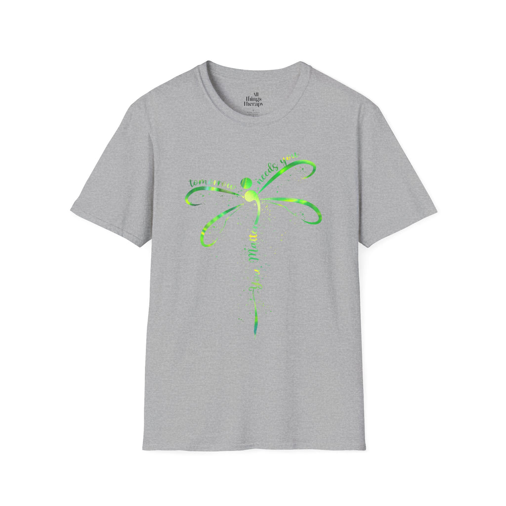 Dragonfly Graphic T-Shirt — "Tomorrow Needs You" Inspirational Tee