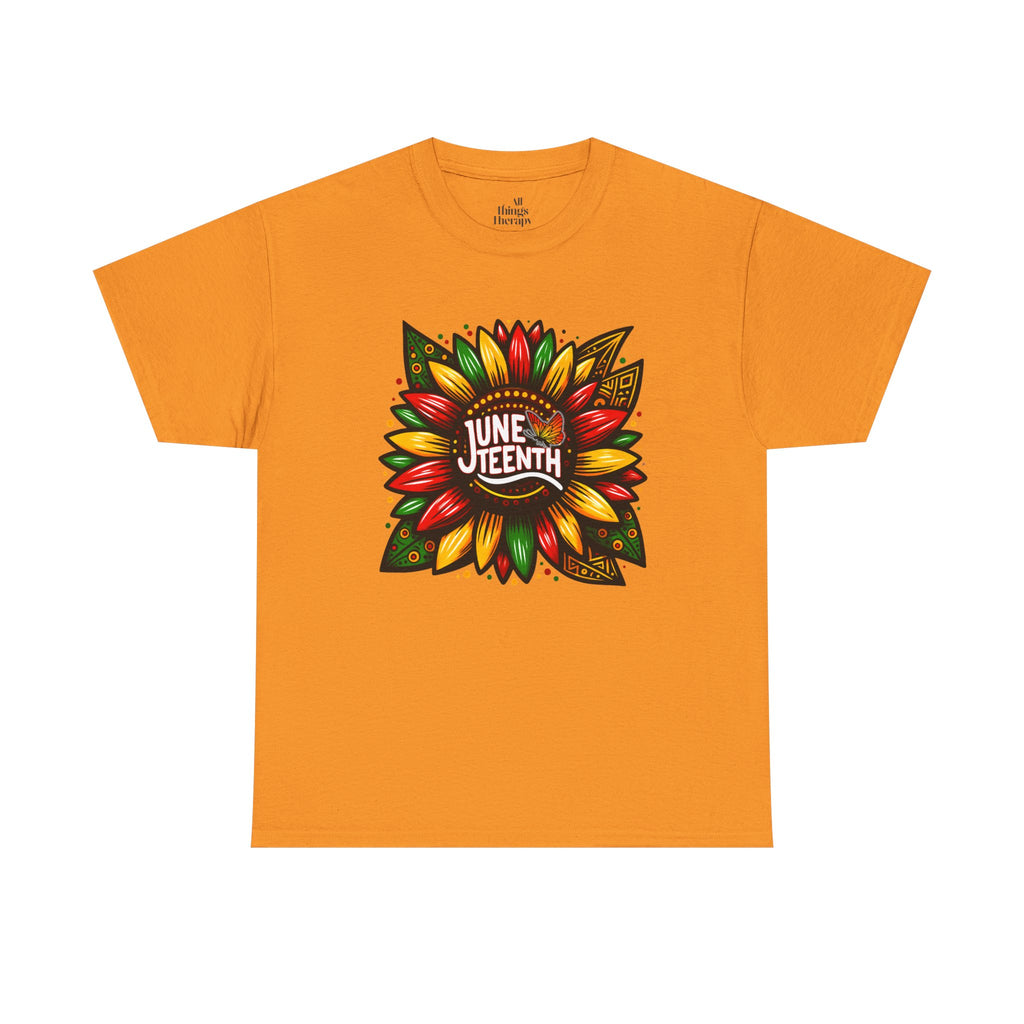Juneteenth Floral Unisex Heavy Cotton Tee, Celebrate Freedom, Black History Month, Gift for Activists, Summer T-Shirt, Equality Apparel