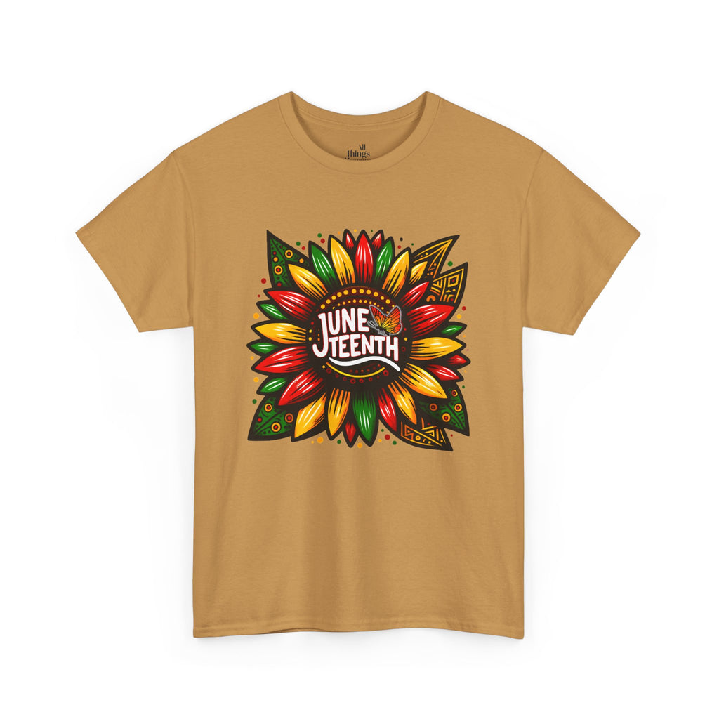 Juneteenth Floral Unisex Heavy Cotton Tee, Celebrate Freedom, Black History Month, Gift for Activists, Summer T-Shirt, Equality Apparel