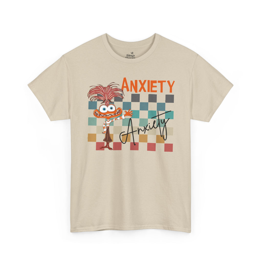 Anxiety Family Graphic Tee — Cute Checkerboard Monster Mental Health Shirt
