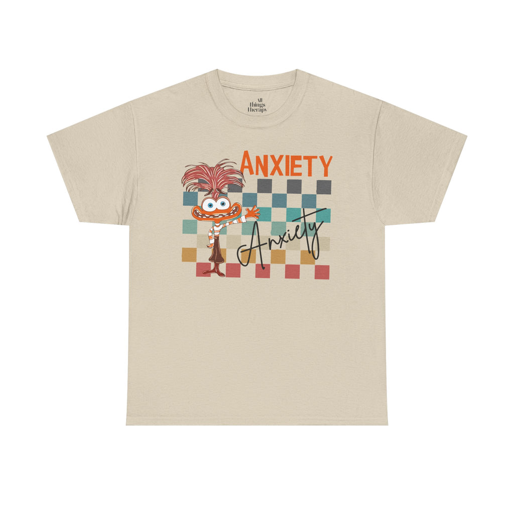 Anxiety Family Graphic Tee — Cute Checkerboard Monster Mental Health Shirt