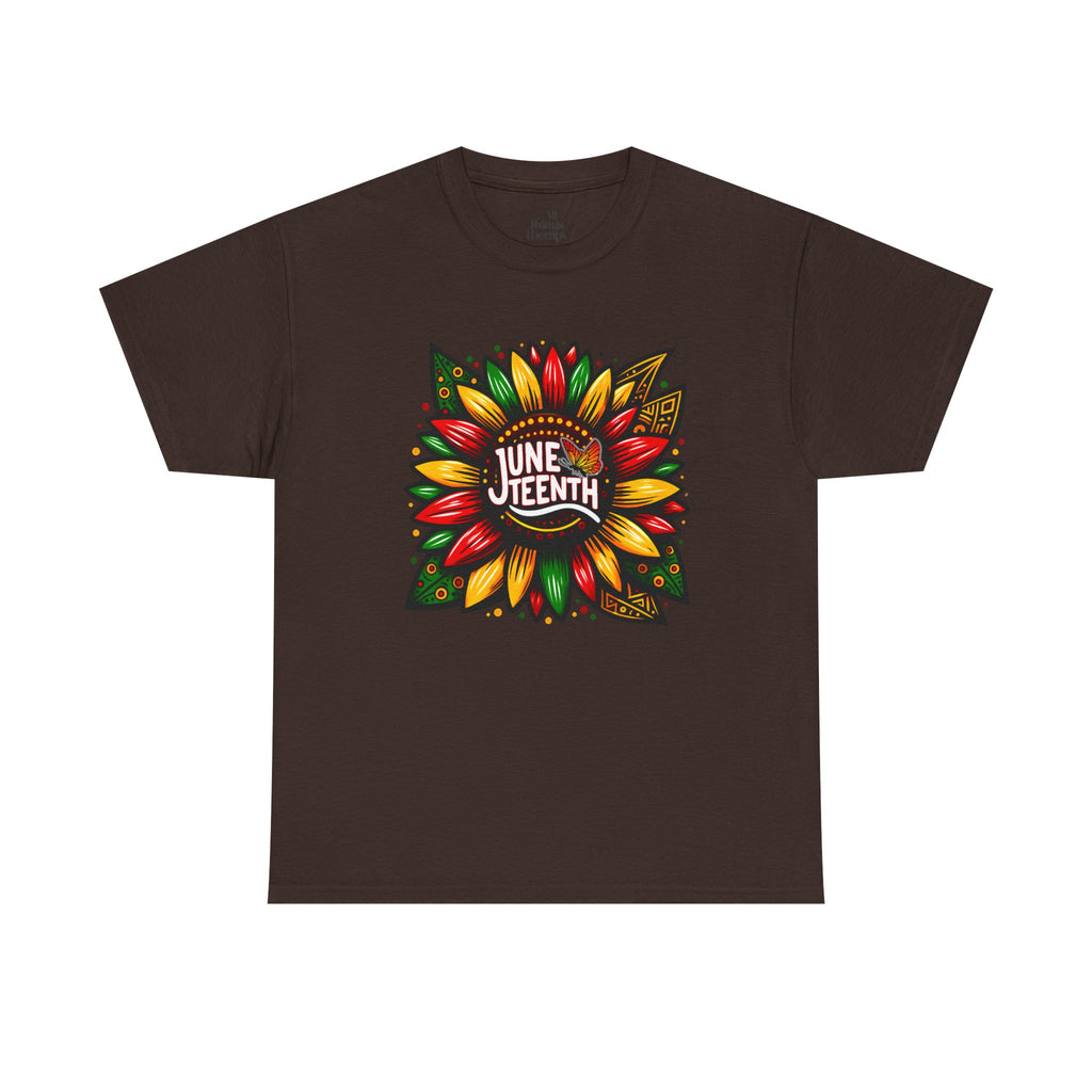 Juneteenth Floral Unisex Heavy Cotton Tee, Celebrate Freedom, Black History Month, Gift for Activists, Summer T-Shirt, Equality Apparel